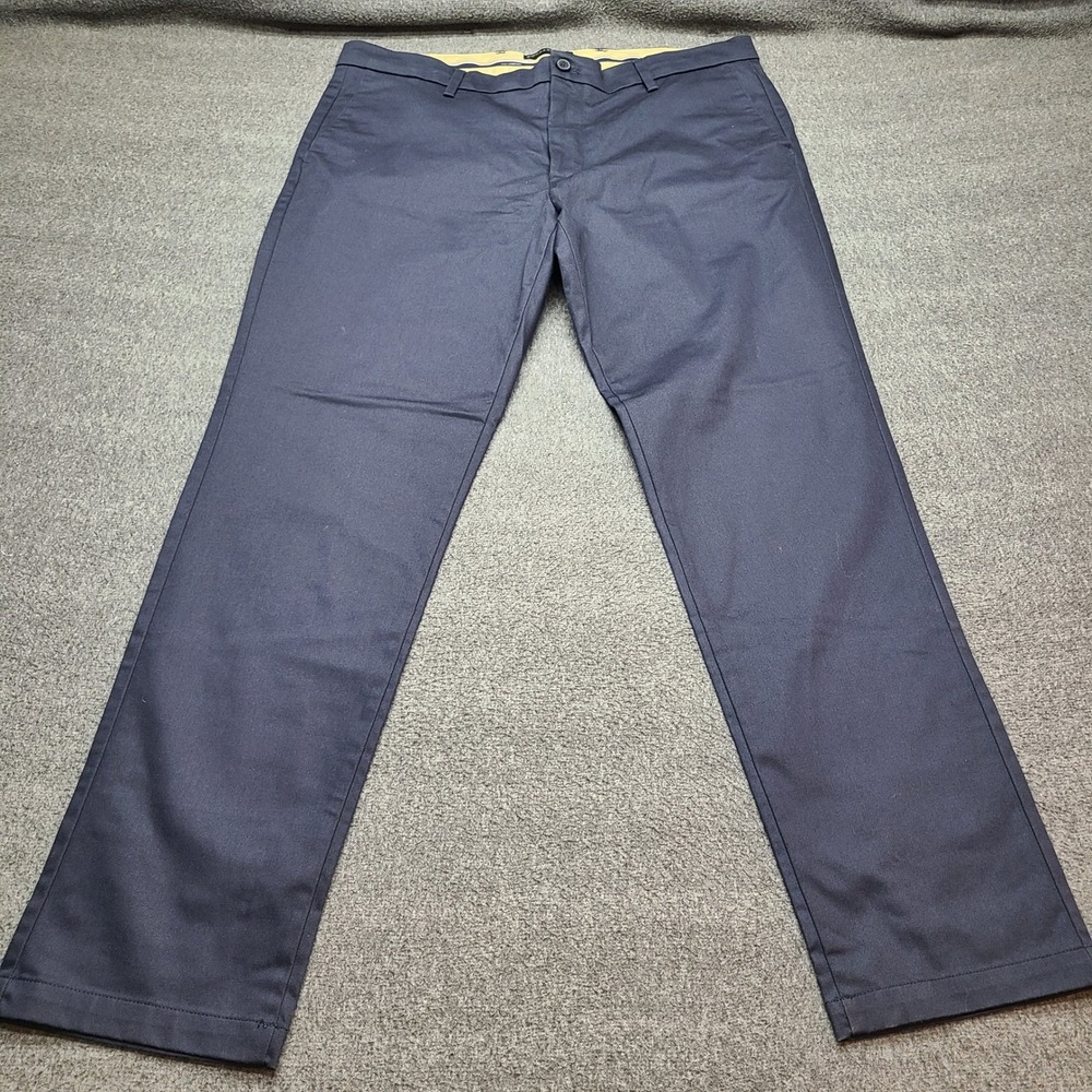 Dockers Slim Fit Signature Khaki Lux Cotton Stretch Navy Dress Pants Mens 38x32